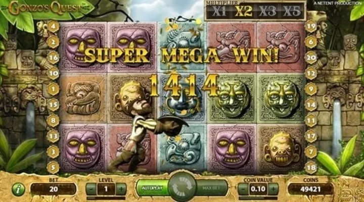 Gonzo's Quest on mobile – portrait mode showing full reel grid